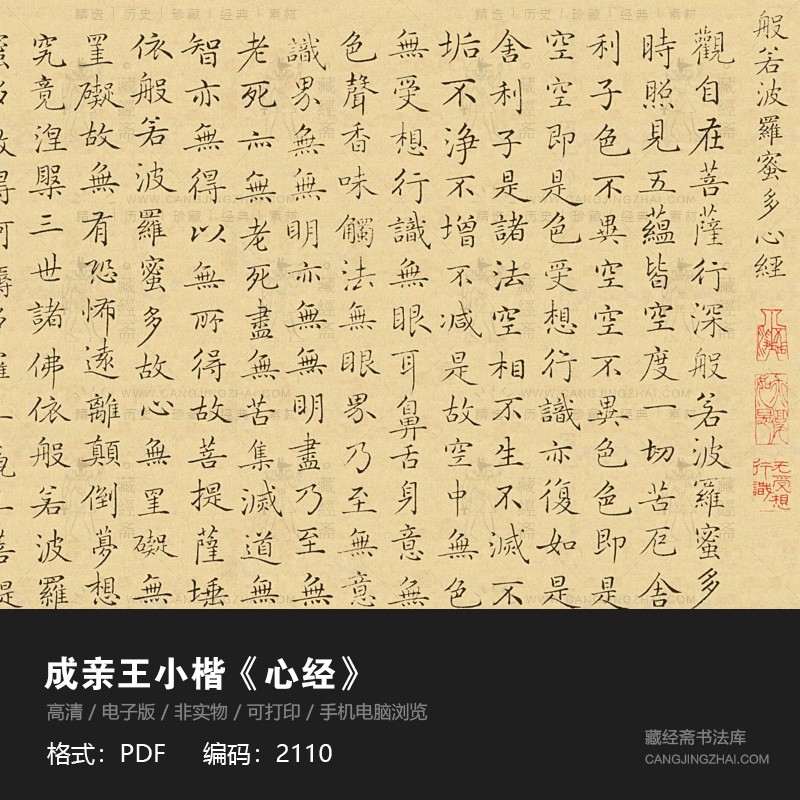 成亲王永瑆心经小楷书练字临摹对临书法字帖高清PDF电子版2110